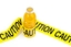 bottle of juice with caution tape wrapped around it